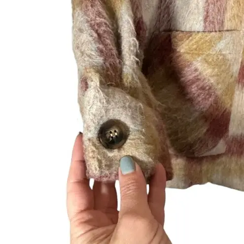 Cyrus Brown & Tan Madras Plaid Button Front Collared Sweater Jacket Women Sz M