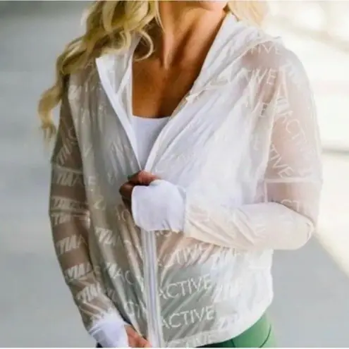 Zyia NWT Active White Sheer Breeze Hooded Jacket Windbreaker Women’s Size XXXL