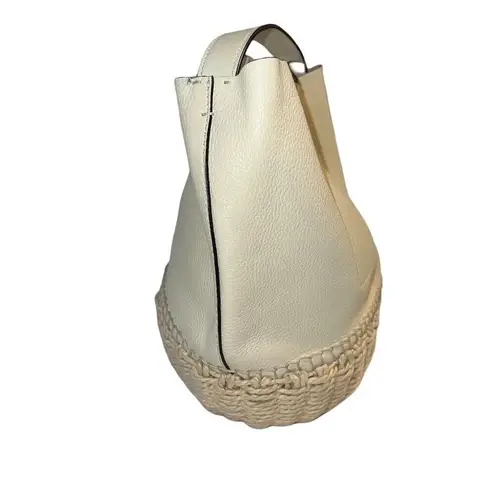 Vince Camuto  Sula Leather Top Handle Bucket Bag Jasmine Cream Snap Closure - Image 3