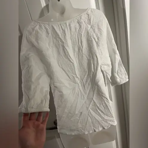 Studio West White Cotton Button Up w/ Tie Detail - Size Medium