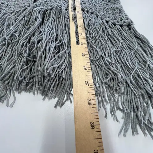 Meskita Tank Top Womens Small Crochet Fringe Boho Knit Festival Layered Beach Gray