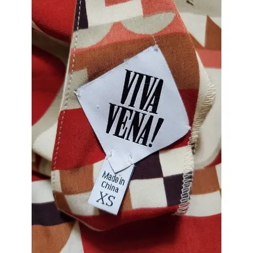 Viva Vena! Dress Women XS Geometric Halter Short Sleeve Open Back Collared EUC