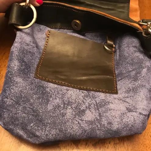 EL CEIBO HANDCRAFTED TAN SUEDE AND BLACK LEATHER CROSSBODY MESSENGER BAG Brown