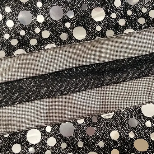 Vintage 1980s 1990s Glitzy Silver Pullover Long Duster Cardigan Disco Top Small