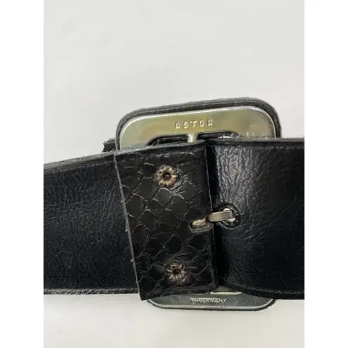 VTG Harry Goldberg Belt Co. Black Textured Classic Minimalist Artsy 26