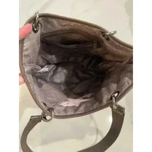 Thirty One Spring Summer Purse Paper Weave Shoulder Bag Brown Ivory Stripe 31