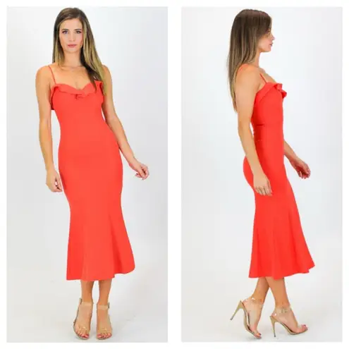 Likely Johnna Sweetheart Neckline Midi Dress Size 0 Orange Cocktail Wedding