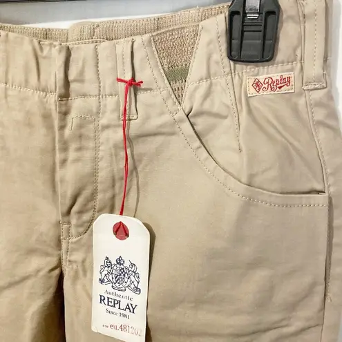 Replay women's 28 extra seamed crisp comfort elastic insert stretch khaki pants Tan