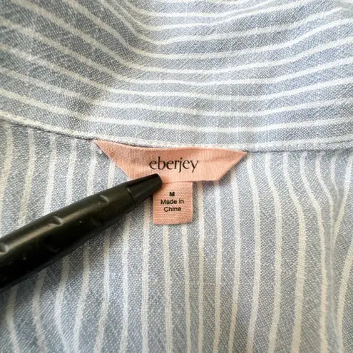 Eberjay Eberjey Long Sleeve Nautico Stripe Blue White Shirt Top Size Medium