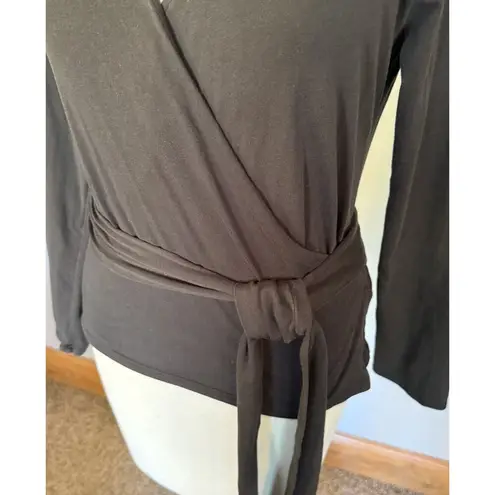 Able Shirt Trujillo Women’s Faux Wrap Top Charcoal Gray Sz MED Pima Cotton