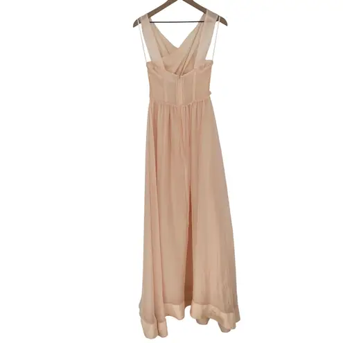 Keepsake Peach Chiffon Crisscross Neck Maxi Dress Size S Pink