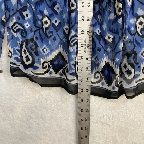 Veronica Beard Cabo Boho Paisley Printed Silk Blouse Sz 2 Back Zip Long Sleeve