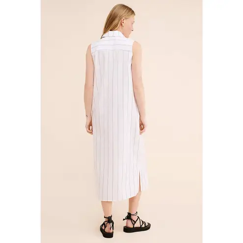 DONNI White Blue Striped Sleeveless Collared Neckline Button Front Dress Size L Size L