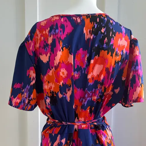 Pretty Garden Vibrant Pattern Wrap Maxi Dress