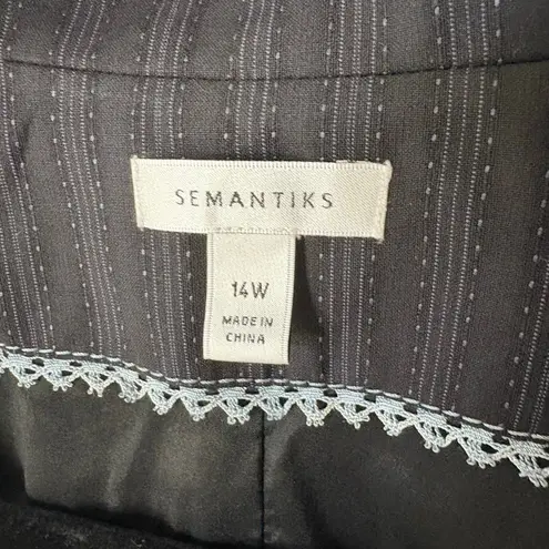 Semantiks Black with Blue Pinstripe size 14W 2 Button Closure Blazer New