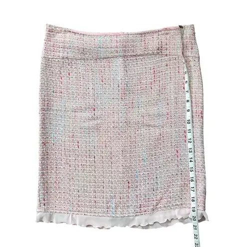 Star City Tweed & Sheer Ruffle Hemline Trim Straight Above Knee Skirt Size 7