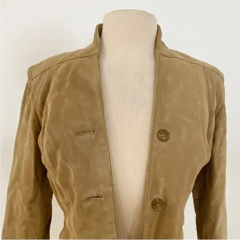 Vintage blazer cropped suede leather boho jacket Tan