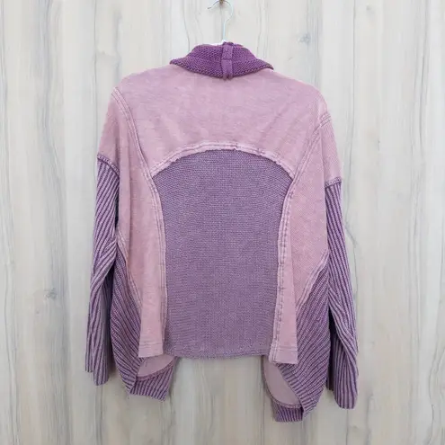 Heyson Womens Cardigan Size L Pink Chunky Knit Boho Cozy Artsy Indie Faded Size L