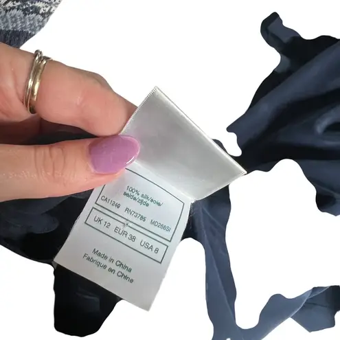 Laura Ashley  100% Silk Navy Long Dress