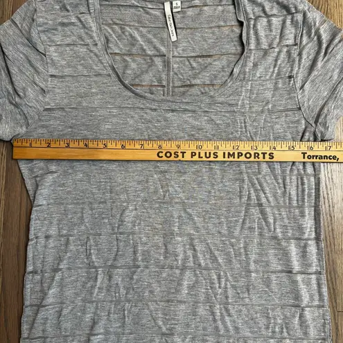 Calvin Klein Jeans Sheer Striped Tee Shirt Women's Size Small Gray S/S Top