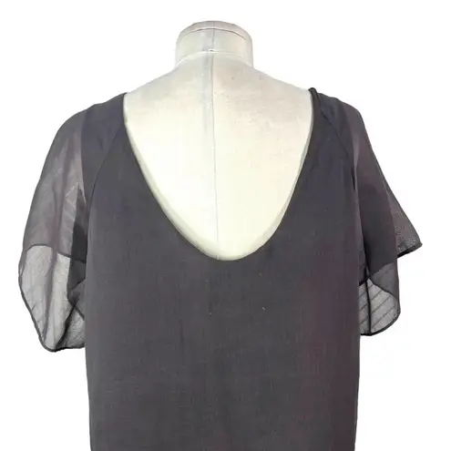 3.1 Phillip Lim Shift Dress Short Sleeve 3D Flower Neckline Brown Size US 10