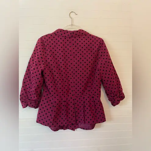 Elle Raspberry Purple Black Polka Dot Blazer