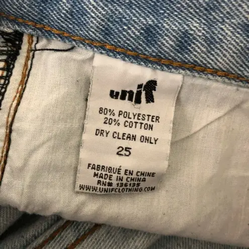 Unif Womens Denim Shorts High Waist Light Wash Size 25