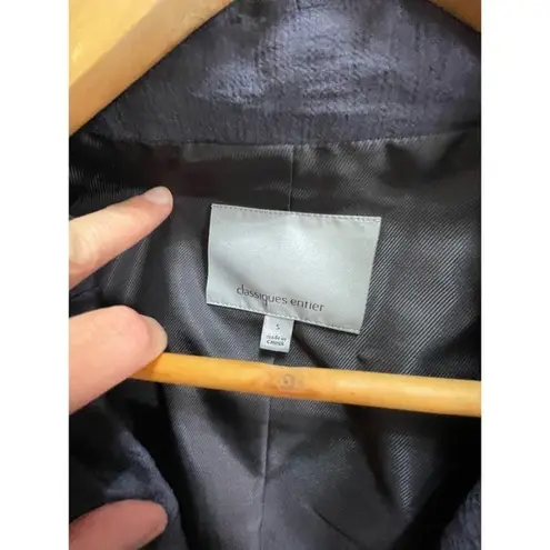 Classiques Entier Women's 3/4 Ruche Sleeve Blue Grey Tencel Lyocell Zip Jacket