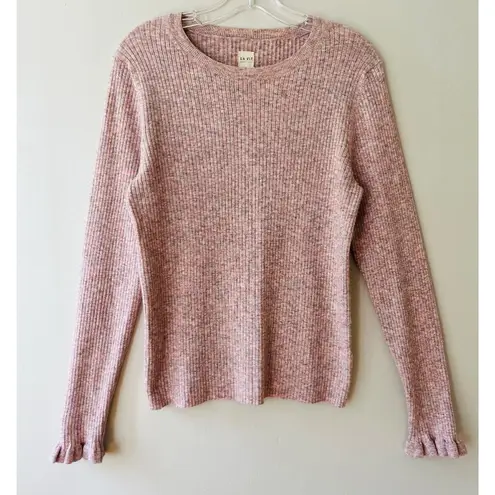 Rebecca Taylor La Vie Sz M Pullover Knit Pink Sweater Stretch Long Sleeves - Image 1