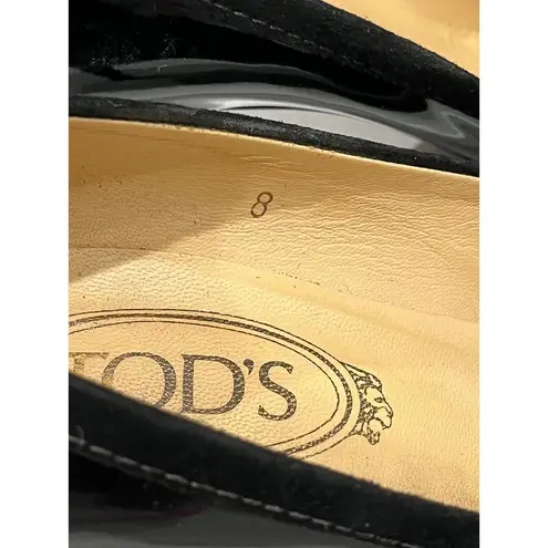 Tod's Black Patent Leather Pointed Toe Pumps Heels Fringe Detail Size 8