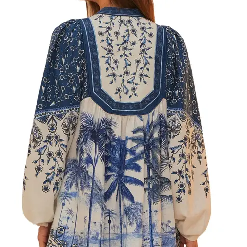 Farm Rio Palm Tree Beach Off-White Mini Dress NWT