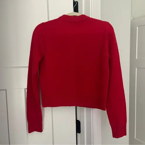 Ami RED Heart WOOL KNIT DE COEUR CREWNECK CARDIGAN Sweater