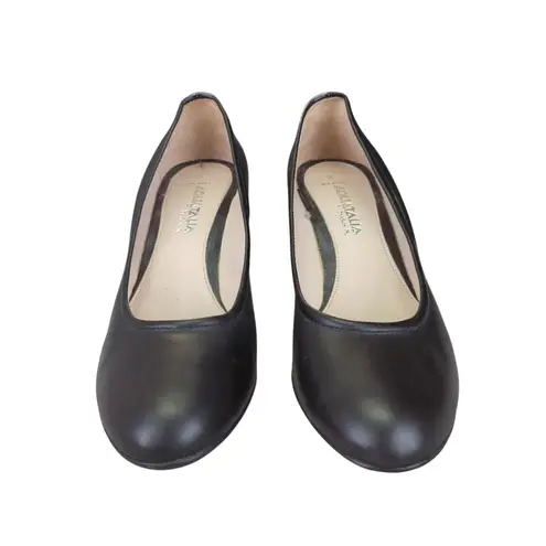 Aquatalia Vtg Women's Black Leather Block Heel Pumps Shoes Size 9 Made in Italy