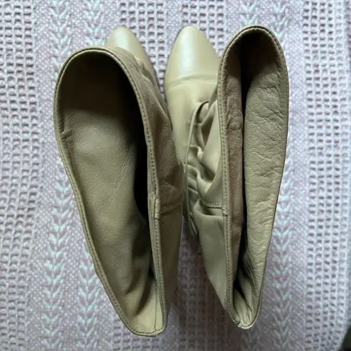 Calf boots women's 6.5 tan/beige pull