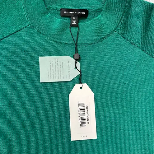 Universal Standard NEW 100% Merino Wool Mock Neck Slit Sleeve Sweater M Green