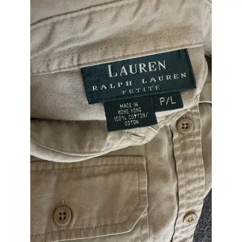 Lauren Ralph Lauren Shirt LargePetite Beige Safari Hunting Fishing Cargo Vintage Size undefined
