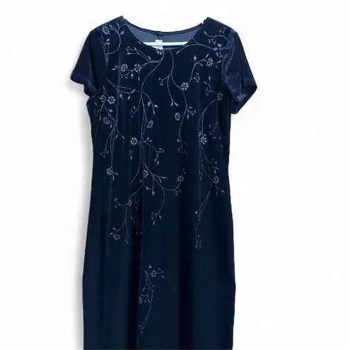 AGB Vintage 90s Velour Sparkle Floral Maxi Semi