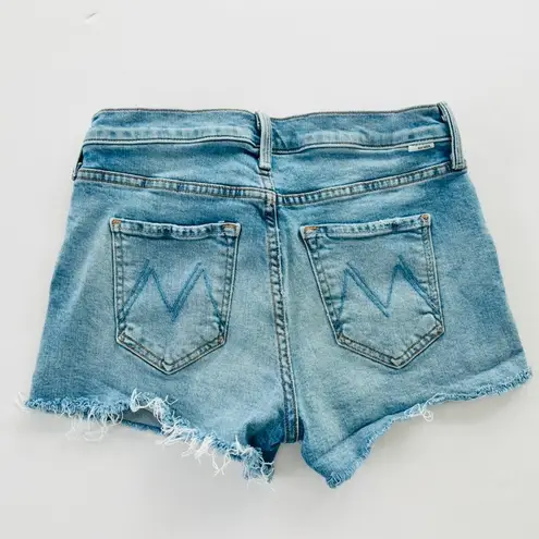 Mother Denim The Scrapper Jean Shorts Size 25 Fray Hem Light Blue Wash 3" Inseam