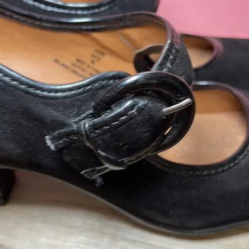 Softshoe Black Suede Mary Jane Pumps Dark Academia Whimsigoth Comfy Classic Size 7