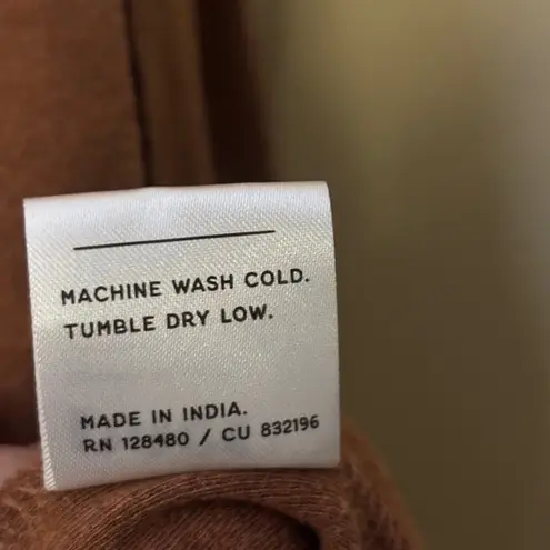 Pact Organic Cotton Cardigan Sweater Rust Brown XS Open Front Pockets - Image 5