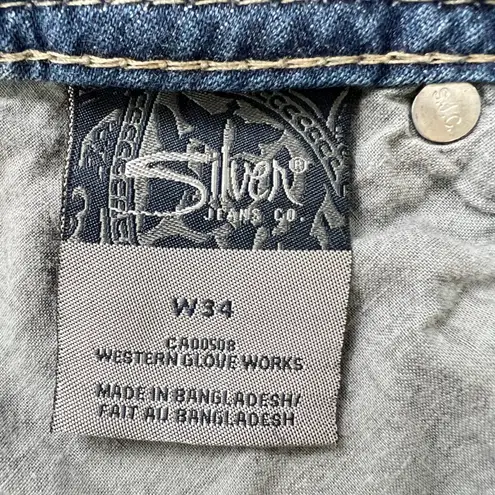 Silver Jeans Co Natsuki Denim Shorts Womens W34 Mid Rise Frayed Cutoff Western