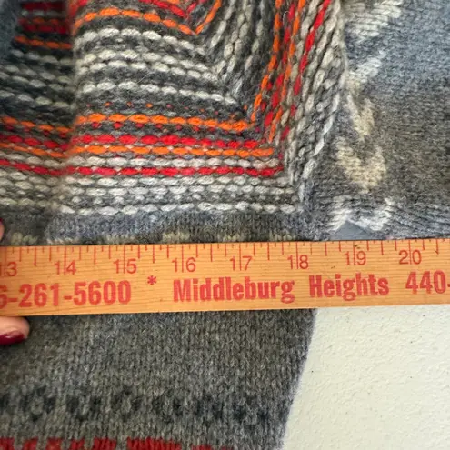 Woolrich Lambswool Cardigan Sweater Womens Small Charcoal Gray Fair Isle Nordic