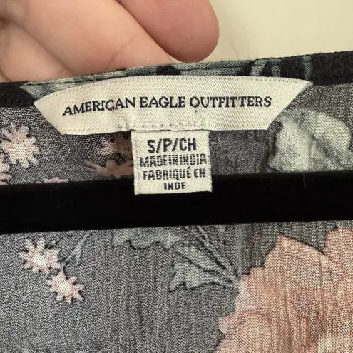 American Eagle  Outfitters Blouse Women Small Cottagecore Floral Ruffle Hem Retro