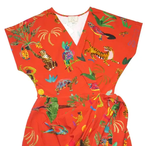 Sézane NWT Sezane x G. Kero Samantha in The Animal Orange Wrap Mini Dress S