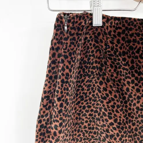 J. McLaughlin  Womens Leopard Animal Printed Velvet Mini Skirt Size 6 Brown