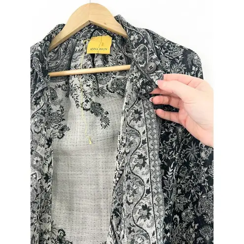 Anna Irion Wool Cashmere Capelet Woven Jacquard Shawl Floral Knit Cardigan Shawl Black Size undefined