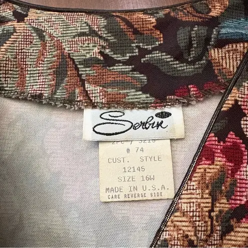 Vintage Serbin 80s Blazer Floral Red Pink Women's Plus Size 16W Formal Wear