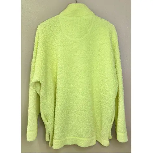 Aerie  Neon Yellow Sherpa Snap Button Pullover Sweatshirt - Image 3
