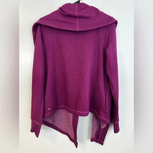 Zella NWT  Raspberry Oversized Shawl Collar Open Front Draped Sweater  Medium thumbnail 8