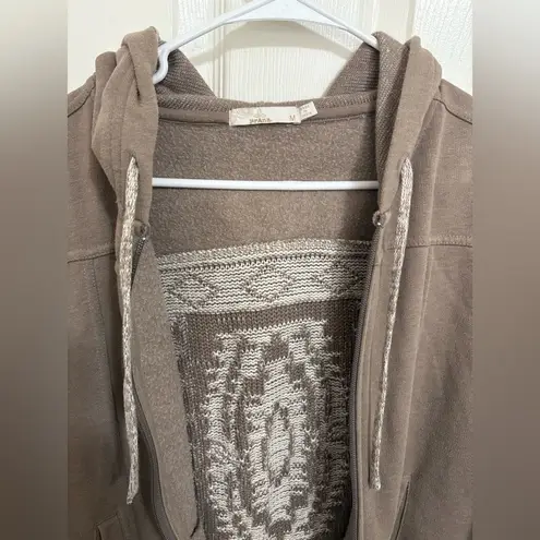 prAna Ari Zip Up Fleece Hoodie Jacket Taupe Brown